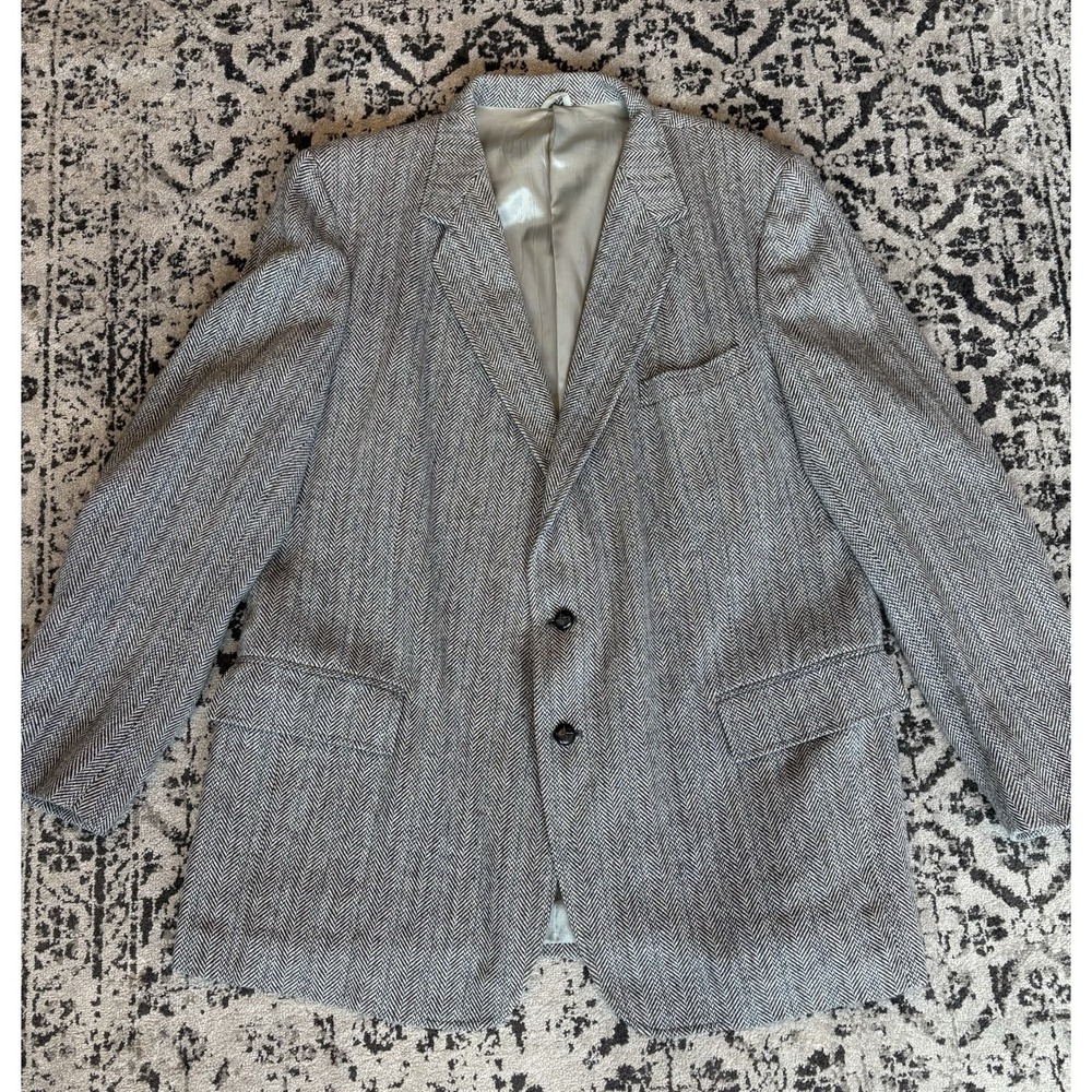 Vtg Sears Roebuck & Co Century Club Wool Herringbone Blazer Jacket Sport Coat